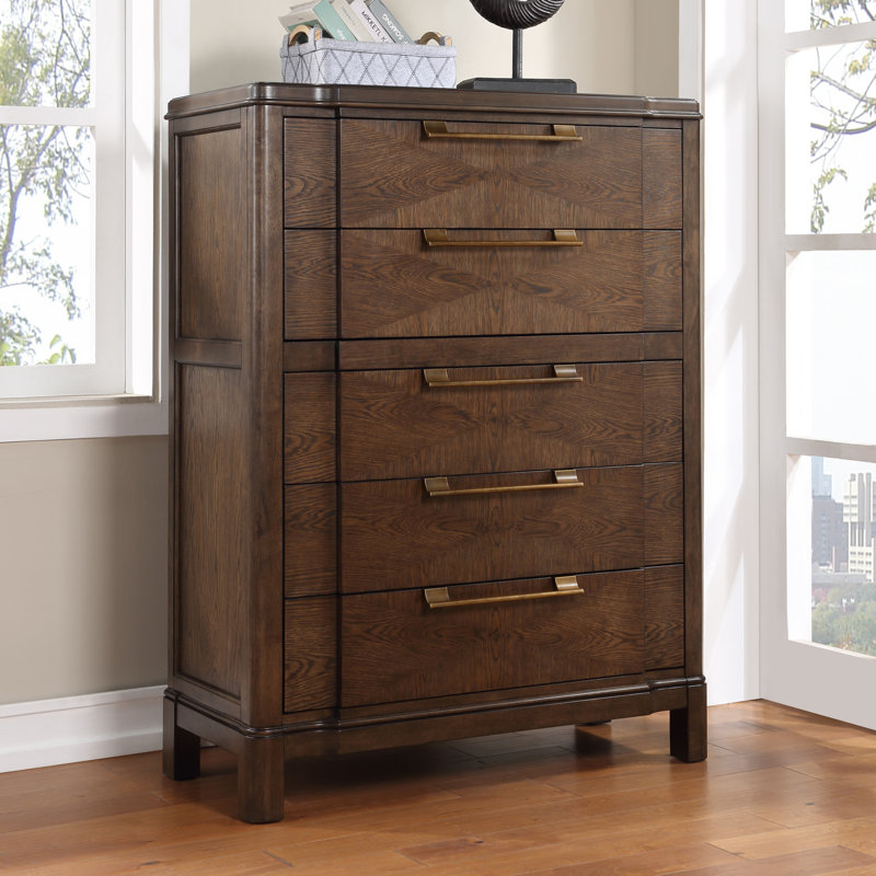 Alnesto 5 Drawer Oak Wood Chest